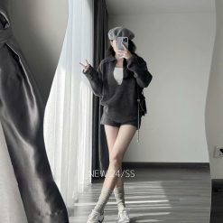 đồ bộ quần đùi áo tay dài phối áo dây trong - DBO5131