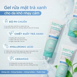 Sữa Rửa Mặt Senz Aqua Boost Cleansing Gel Chiết Xuất Trà Xanh 150ml - Sữa Rửa Mặt Cho Da Khô - SRMSTX