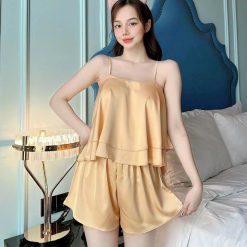 Đồ bộ quần đùi latin áo dây trơn tầng - DBO5137