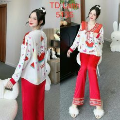 Đồ bộ pijama latin quần dài áo tay dài in hình thú - DBO5139