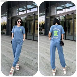 Đồ bộ quần dài áo tay ngắn in chữ và hình gấu - DBO5140