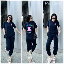 Đồ bộ quần dài áo tay ngắn in chữ và hình gấu - DBO5140