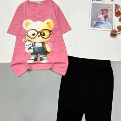 Đồ bộ áo thun quần lửng in hình gấu tay ngắn - DBO5142
