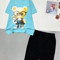 Đồ bộ áo thun quần lửng in hình gấu tay ngắn - DBO5142