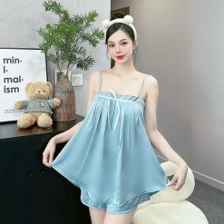 đog bộ latin quần đùi áo dây trơn nhún - DBO5143