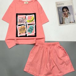 Đồ bộ quần đùi áo tay ngắn khung ô vuông hình - DBO5144