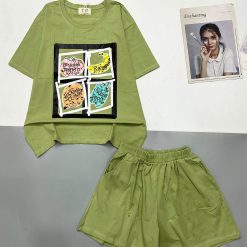 Đồ bộ quần đùi áo tay ngắn khung ô vuông hình - DBO5144