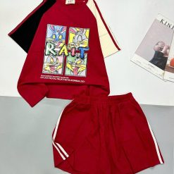 Đồ bộ quần đùi áo tay ngắn in hình thỏ tay 2 màu - DBO5145