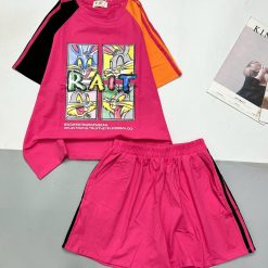 Đồ bộ quần đùi áo tay ngắn in hình thỏ tay 2 màu - DBO5145