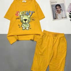 Đồ bộ áo thun quần lửng in hình gấu chữ - DBO5147