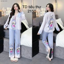 Đồ bộ pijama latin quần dài áo tay dài in hình labubu - DBO5148