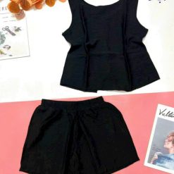 Đồ bộ quần đùi áo sát nách trơn đằng sau có nút - DBO5149