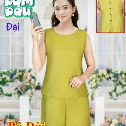 Đồ bộ quần đùi áo sát nách trơn đằng sau có nút - DBO5149