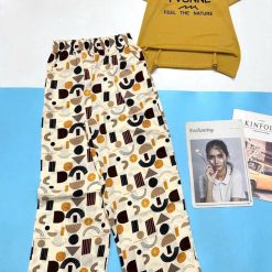 Đồ bộ quần dài mango áo thun tay ngắn áo in chữ - DBO5150