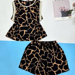 Đồ bộ mango quần đùi áo sát nách phối ren - DBO5152