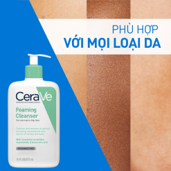 Sữa Rửa Mặt Cerave Foaming Cleanser Xanh Ngọc 473ml - Dành Cho Da Thường Đến Da Dầu - 3337875597357