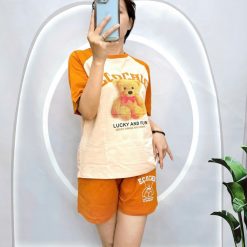 Đồ bộ quần đùi áo tay ngắn in hình gấu - DBO5155