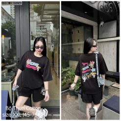 Đồ bộ quần đùi áo tay ngắn in chữ nhiều - DBO5156