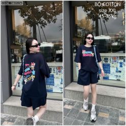 Đồ bộ quần đùi áo tay ngắn in chữ nhiều - DBO5156