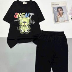 Đồ bộ áo thun quần lửng in chữ silent - DBO5158