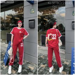 Đồ bộ quần dài áo tay ngắn in số 22 quần cùng màu áo - DBO5161