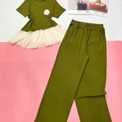 Đồ bộ quần dài áo tay ngắn áo phối ren - DBO5163