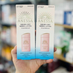 Kem Chống Nắng Anessa Hồng Perfect UV Sunscreen Mild Milk SPF50+/PA++++ Cho Da Nhạy Cảm & Da Trẻ Em 60ml - 4909978131586