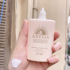 Kem Chống Nắng Anessa Hồng Perfect UV Sunscreen Mild Milk SPF50+/PA++++ Cho Da Nhạy Cảm & Da Trẻ Em 60ml - 4909978131586