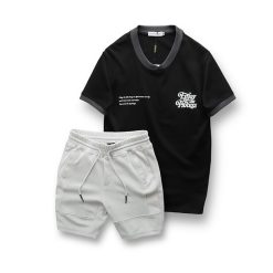 Set Bộ Nam Áo Thun Cổ Tròn In Chữ Enjoy The Process + Quần Short Thun Thể Thao Cao Cấp - SBN130