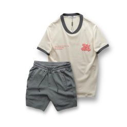 Set Bộ Nam Áo Thun Cổ Tròn In Chữ Enjoy The Process + Quần Short Thun Thể Thao Cao Cấp - SBN130