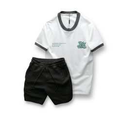 Set Bộ Nam Áo Thun Cổ Tròn In Chữ Enjoy The Process + Quần Short Thun Thể Thao Cao Cấp - SBN130