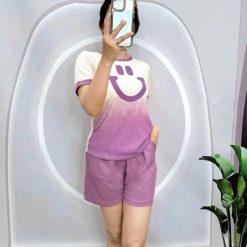 Đồ bộ quần đùi áo tay ngắn in miệng cười - DBO5166