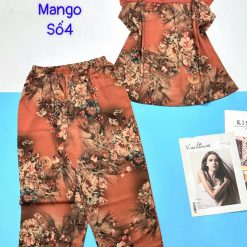 Đồ bộ mango quần ngố áo tay bèo in nhiều bông hoa - DBO5174