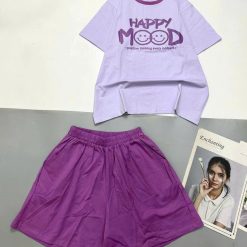 Đồ bộ quần đùi áo tay ngắn in chữ Happy - DBO5176