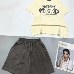 Đồ bộ quần đùi áo tay ngắn in chữ Happy - DBO5176