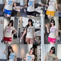 Đồ bộ quần đùi áo tay ngắn in hình và chữ - DBO5177
