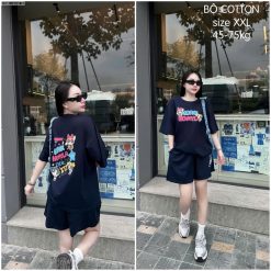 Đồ bộ quần đùi áo tay ngắn in hình chữ ichi - DBO5178