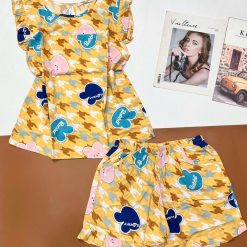 Đồ bộ vải tole quần đùi áo sát nách bèo nhiều họa tiết - DBO5180