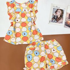 Đồ bộ vải tole quần đùi áo sát nách bèo nhiều họa tiết - DBO5180