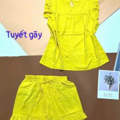 Đồ bộ quần đùi áo sát nách bèo màu trơn - DBO5183