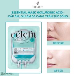 Mặt Nạ Cấp Ẩm Celefit Essential Mask Hyaluronic Acid 23g 10 Miếng - Dành Cho Da Khô Thiếu Ẩm - 8809497562525