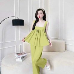 Đồ bộ quần dài latin áo hai dây bản trơn - DBO5187