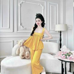 Đồ bộ quần dài latin áo hai dây bản trơn - DBO5187