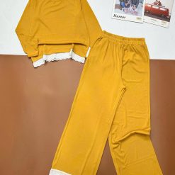 Đồ bộ quần dài áo tay dài pha bèo trơn - DBO5192