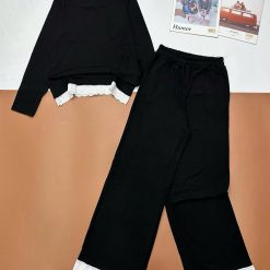 Đồ bộ quần dài áo tay dài pha bèo trơn - DBO5192