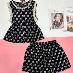 Đồ bộ quần đùi áo sát nách phối ren nhiều họa tiết - DBO5193