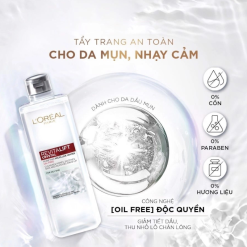 Nước Tẩy Trang Loreal Paris Màu Xám Sạch Sâu Kiềm Dầu Revitalift Crystal Micellar Water 400ml - 6923700981476