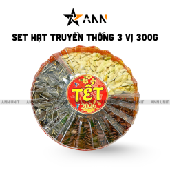 Set Hộp Mix Hạt 3 Vị (Hạt Dưa, Hạt Hướng Dương, Hạt Bí Trắng) Sun Khía 3 Ngăn 300G Hộp Quà Tết 2026 - HTVHSK300