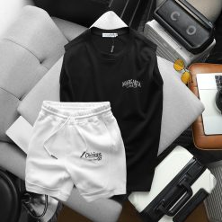 Set Bộ Nam Áo Thun 3 Lỗ In Chữ Margarita Cocktail Club + Quần Short Thun Chicago Cao Cấp - SBN131