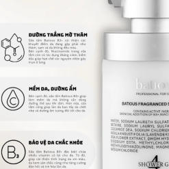 Sữa Tắm Trắng Da Batious Hương Nước Hoa 500ml - Tặng Set Gội Xả Batious Mini - 5061014615166